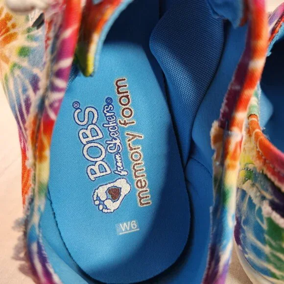 Skechers Bobs Youth Big Kids Size 6W Tie-Dye Sneakers Memory Foam Lace Up EUC - Picture 12 of 16